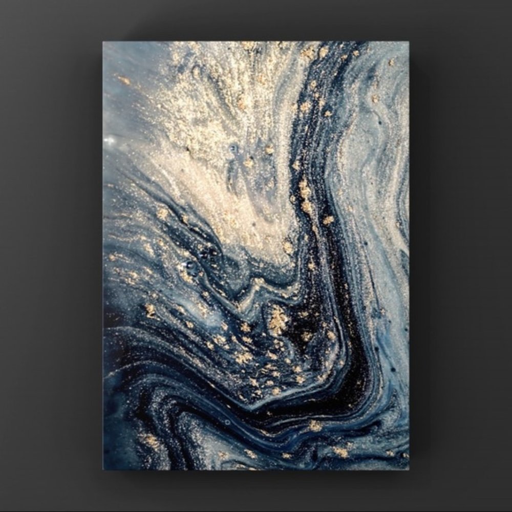 Blue navy cream modern luxury abstract art print